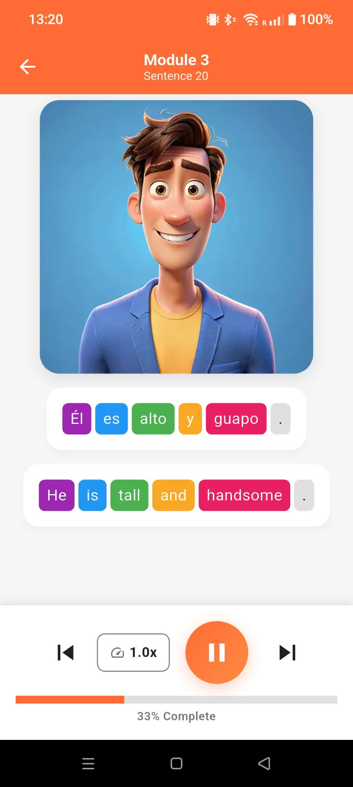 Slapp color-matched Spanish and English phrases